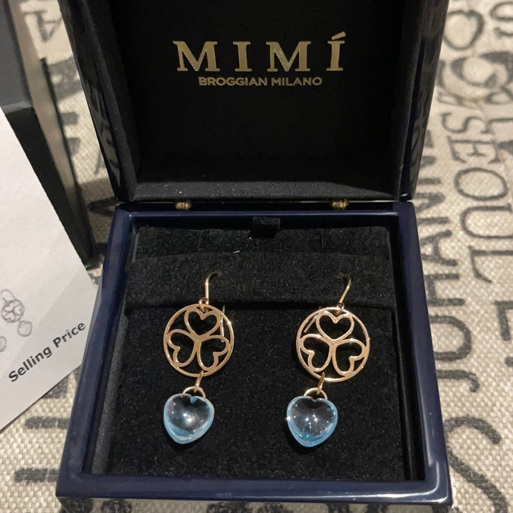 New Mimi Milano 18K gold sky blue topaz earrings